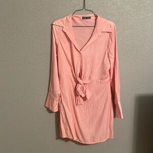 Salmon Pink Shein Cut out Dress